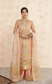 Buy Peach Hand Embellished Pakistani Party Dress in Kameez Gharara Style