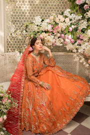Buy Peach Heavily Embroidered Pakistani Wedding Dress Double Layered Pishwas 2023