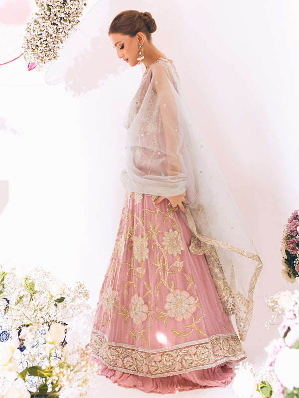 Buy Pink Heavily Embellished Pakistani Wedding Dress Pishwas Frock