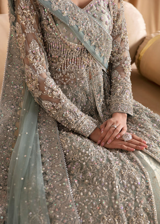 Buy Premium Ice Blue Embroidered Pakistani Wedding Dress Pishwas Lehenga 2023