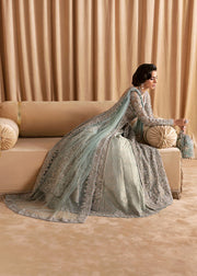 Buy Premium Ice Blue Embroidered Pakistani Wedding Dress Pishwas Lehenga