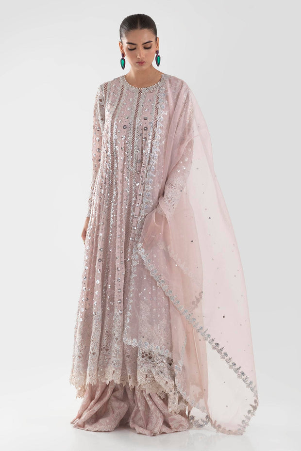 Buy Premium Opal Pink Chiffon Luxury Pret kaalidar Pakistani Party Dress