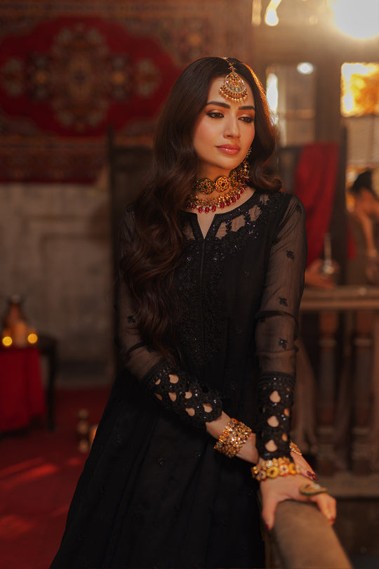 Black Pakistani Party Wear Dupatta Frock In United States MEDIUM Black Pakistani Party Wear Dupatta Frock In United States MEDIUM