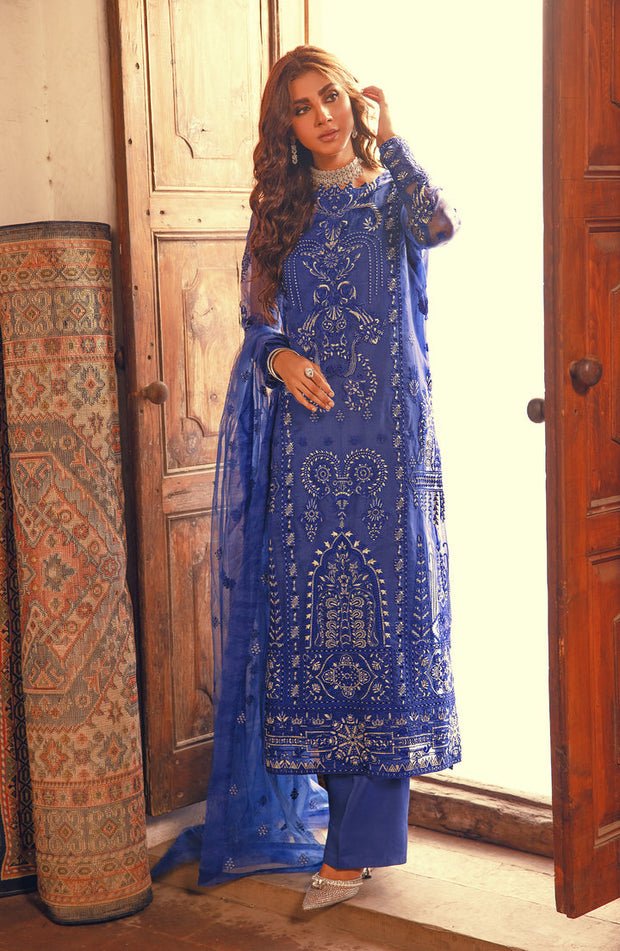 Buy Regal Blue Embroidered Pakistani Salwar Kameez Dupatta Suit