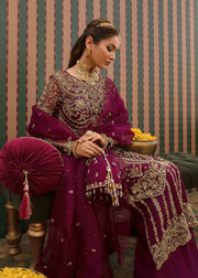 Buy Regal Plum Embroidered Pakistani Wedding Dress Kameez Trousers 2023