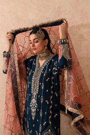 Buy Royal Blue Embroidered Pakistani Kameez Sharara with Dupatta Suit