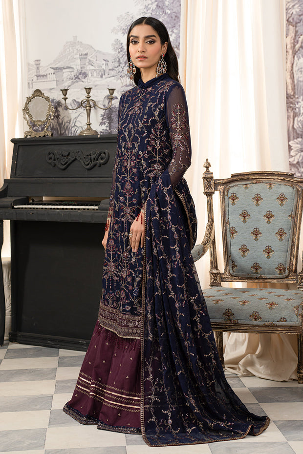 Buy Royal Blue Embroidered Pakistani Wedding Dress kameez Gharara