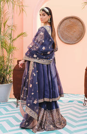 Buy Royal Blue Heavily Embellished Pakistani Kurti Sharara Wedding Dress