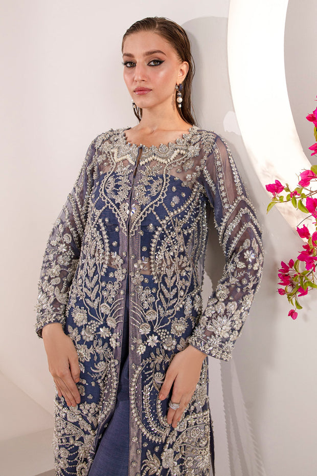 Buy Royal Blue Heavily Embellished Pakistani Wedding Wear Kameez Sharara