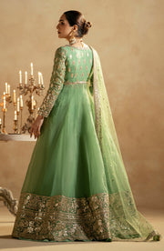 Buy Sea Green Embroidered Pakistani Wedding Dress Gown Style Pishwas