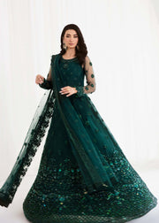 Buy Sea Green Embroidered Pakistani Wedding Dress in Pishwas Frock Style 2023