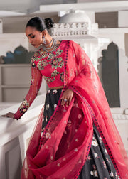 Shocking Pink Contrast Embroidered Pakistani Wedding Lehenga Choli