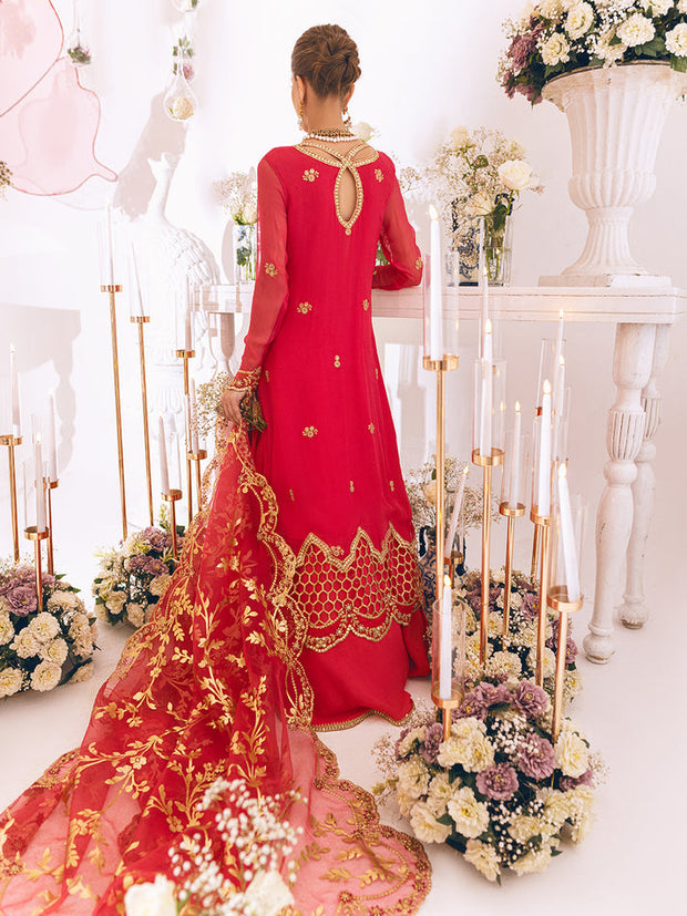Buy Shocking Pink Embroiered Gown Style Pishwas Pakistani Wedding Dress