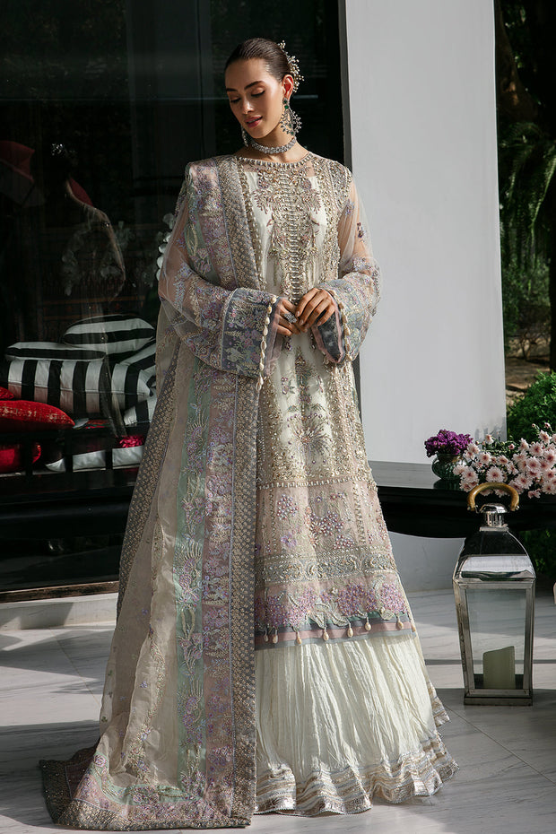 Buy Silver Embellished Pakistani Wedding Dress Kameez Crushed Sharara Style