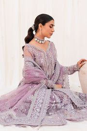 Buy Silver Embroidered Lilac Pakistani Open Gown Style Wedding Dress 2023
