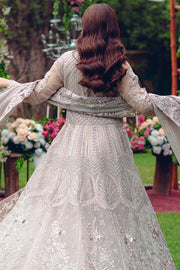 Buy Silver Heavily Embellished Pakistani Wedding Dress in Pishwas Style 2023