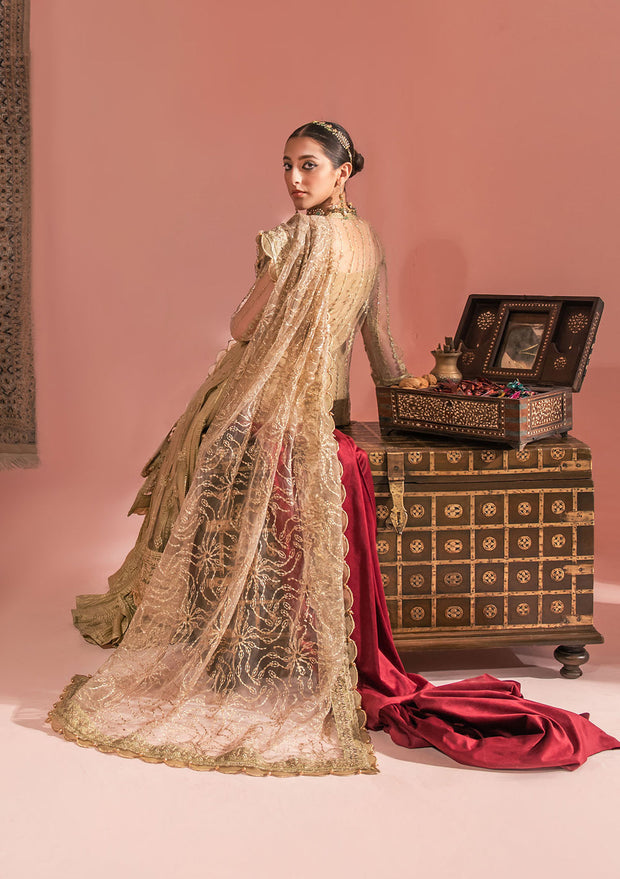 Buy Sparkling Golden Embroidered Pishwas Lehenga Wedding Dress