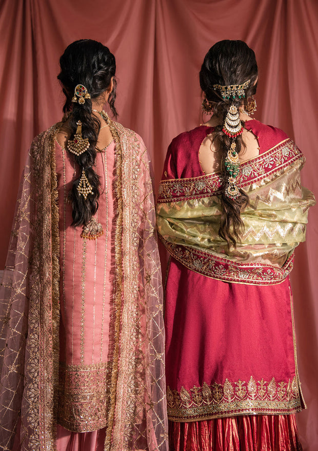 Buy Tea Pink Embroidered Kameez Sharara Dupatta Pakistan Wedding Dress 2023