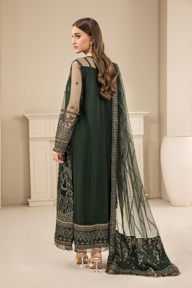 Buy Traditional Bottle Green Heavily Embroidered Pakistani Salwar Kameez