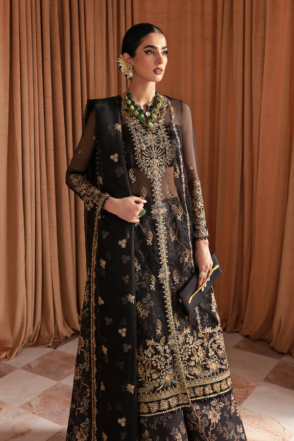 Buy Traditional Gold Embroidered Pakistani Wedding Dress Black Gown Gharara 2023