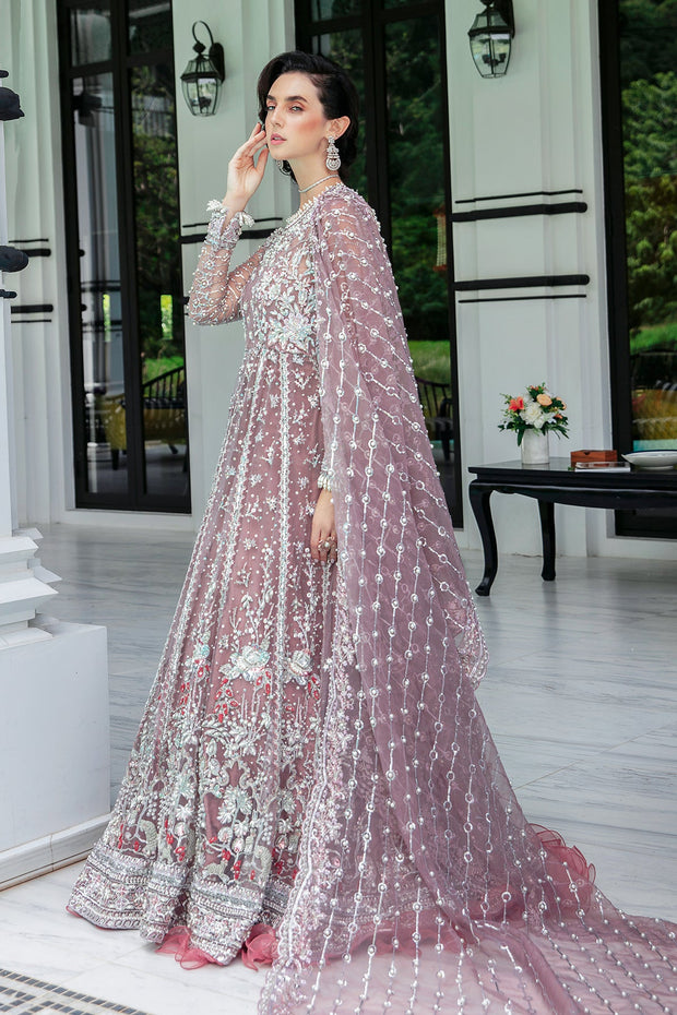 Buy Traditional Lilac Embroidered Pakistani Wedding Wear Long Pishwas Frock 2023