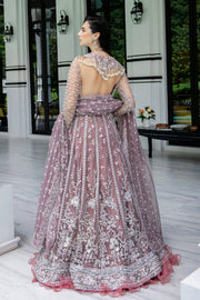Buy Traditional Lilac Embroidered Pakistani Wedding Wear Long Pishwas Frock