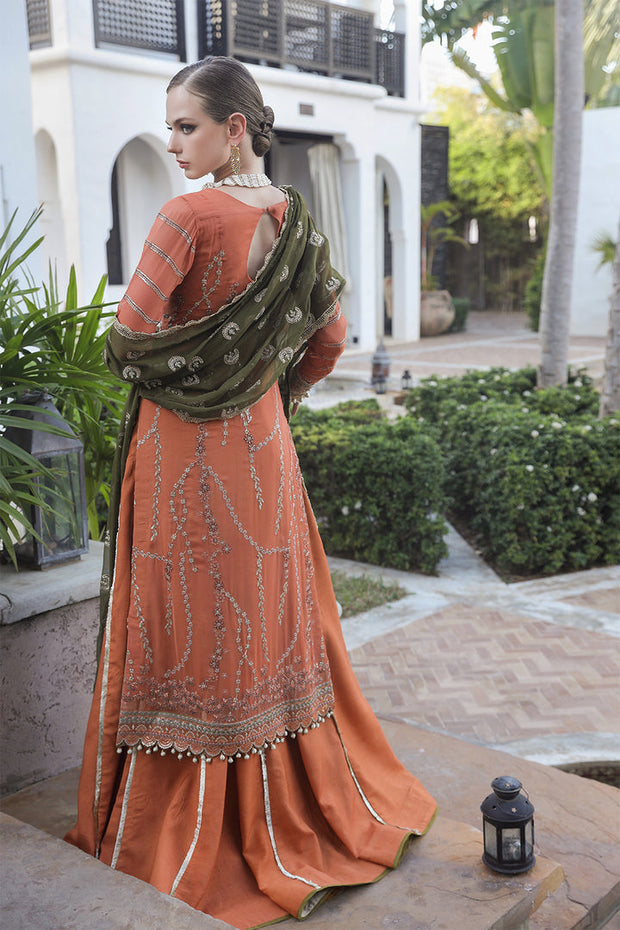Buy Traditional Orange Embroidered Kameez Sharara Pakistani Wedding Dress 2023