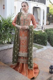 Buy Traditional Orange Embroidered Kameez Sharara Pakistani Wedding Dress