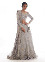 Celia Silver Blue Embroidered Pakistani Bridal Dress in Lehenga Choli Dress