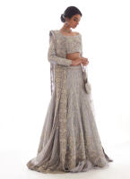 Celia Silver Blue Embroidered Pakistani Bridal Dress in Lehenga Dress