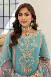 Chiffon Blue Kameez Trouser Pakistani Wedding Dress