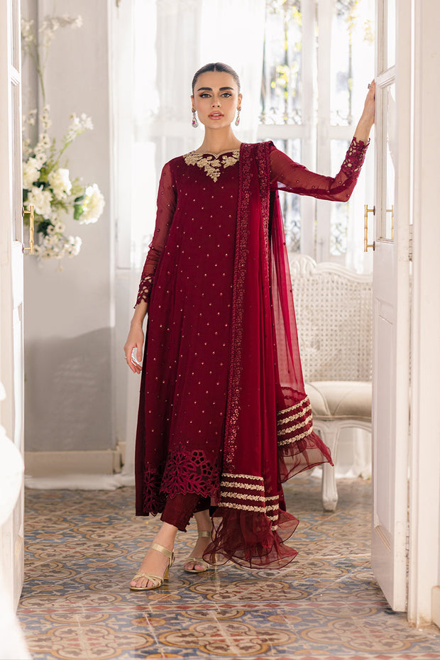 maroon chiffon dress pakistani Floor-length embroidered sheer dupatta for festivals