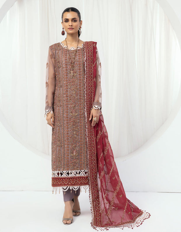 Chiffon Red Purple Embellished Pakistani Salwar Kameez