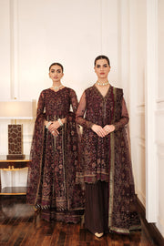 Chocolate Brown Embroidered Sharara Kameez Wedding Dress