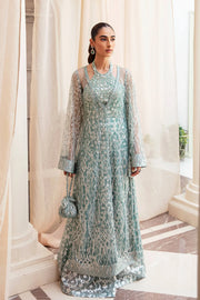 Classic Aqua Blue Embroidered Pakistani Wedding Dress Gown Shirt
