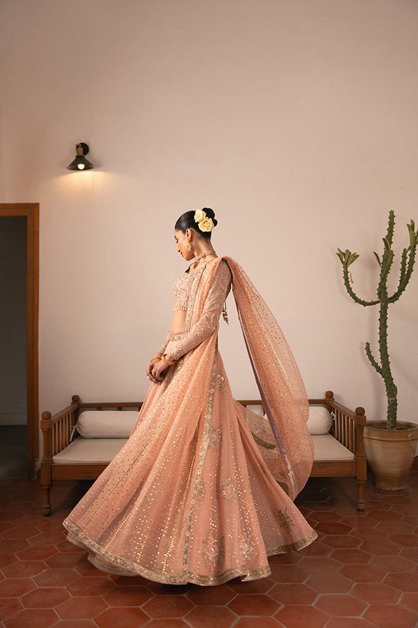 Classic Bridal Wedding Dress in Pink Choli and Lehenga Style