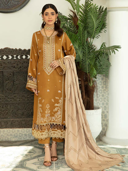 Classic Gold Embroidered Pakistani Salwar Kameez Dupatta Salwar Suit