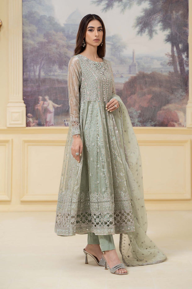 Classic Light Sea Green Maria B Luxury Formal Pakistani Party Dress 2024