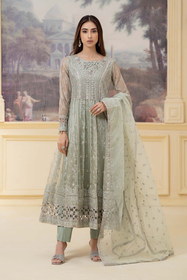 Classic Light Sea Green Maria B Luxury Formal Pakistani Party Dress