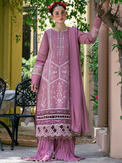 Classic Lilac Embroidered Pakistani Sharara Kameez Dupatta Party Dress