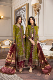Classic Mehndi Green Pakistani Embroidered Gown Style Wedding Dress