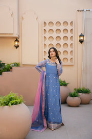 Classic Navy Blue Heavily Embroidered Frock Pakistani party Dress