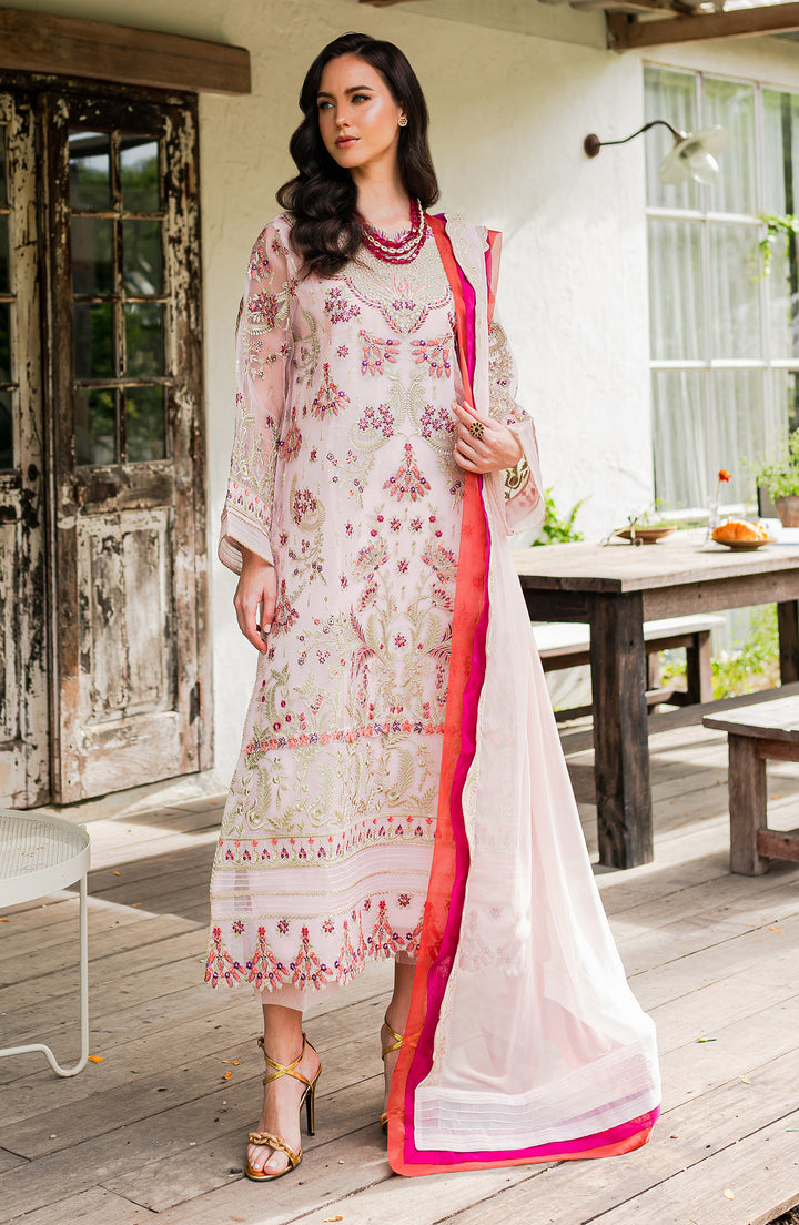 Classic Off White Pakistani Salwar Kameez Dupatta Embroidered Suit