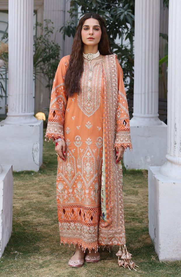 Classic Orange Embroidered Pakistani Salwar Kameez Party Dress