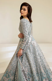 Classic Pakistani Bridal Dress in Blue Pishwas Style Online