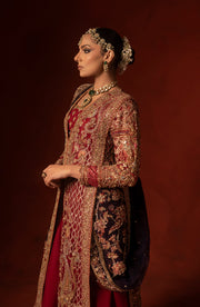 Classic Pakistani Bridal Dress in Open Shirt Sharara Style