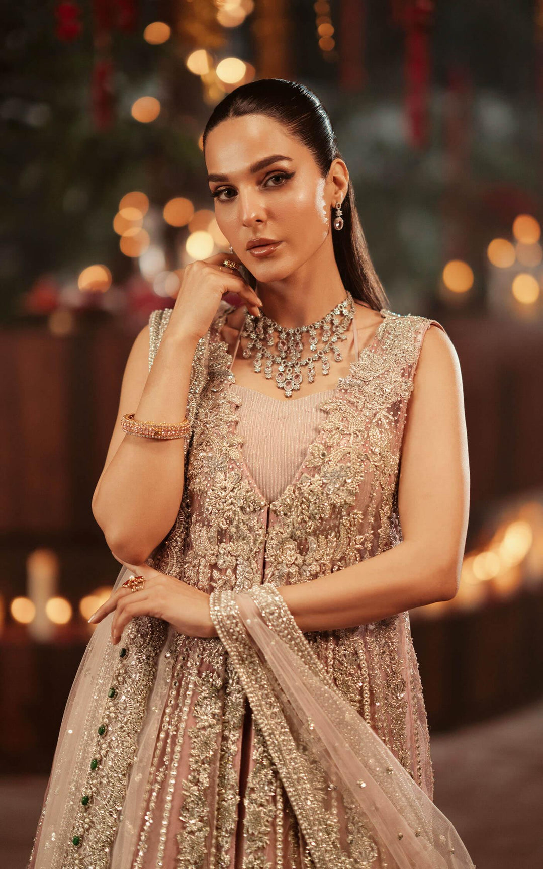 Elegant Pakistani Bridal Gown & Lehenga - Pink Ensemble