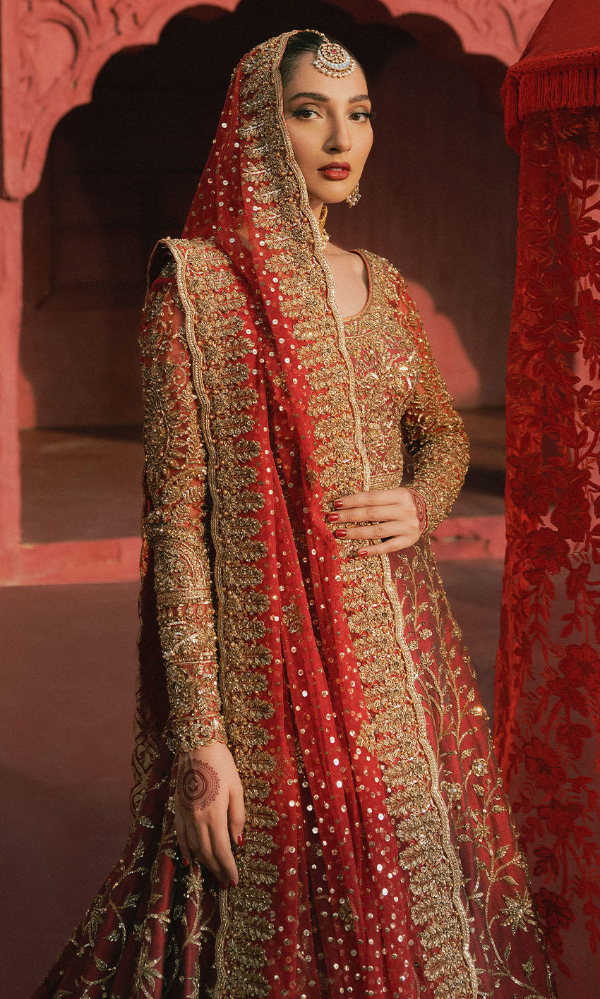 Classic Pakistani Bridal Dress in Raw Silk Lehenga Choli Style