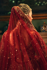 Classic Pakistani Bridal Dress in Red Pishwas Lehenga Style 