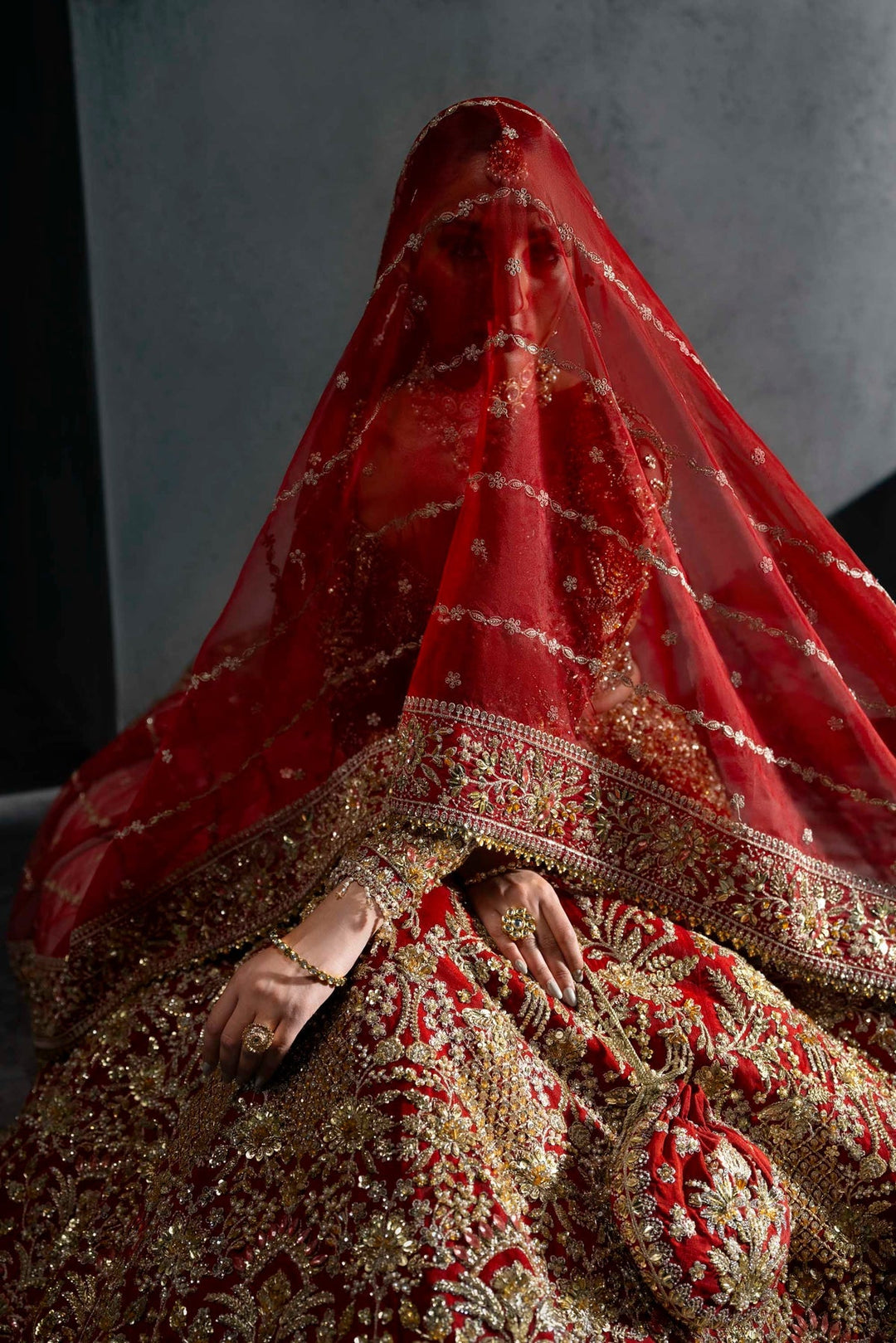 Stunning Pakistani Bridal Lehenga in Wedding Red